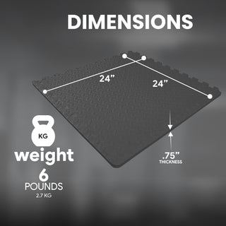 BalanceFrom Fitness 24 Sq Ft Interlocking EVA Foam Exercise Mat Tiles, Black