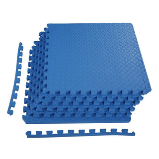Tapete de exercícios de espuma EVA interligada de 24 pés quadrados da BalanceFrom Fitness, azul