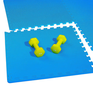 Tapete de exercícios de espuma EVA interligada de 24 pés quadrados da BalanceFrom Fitness, azul