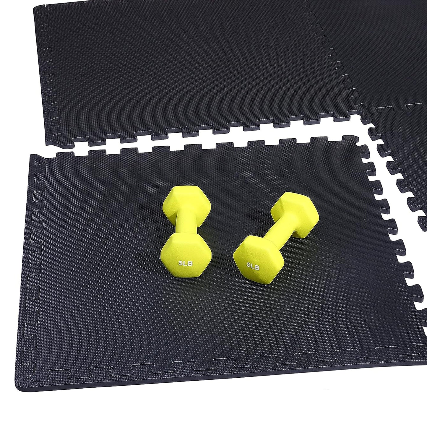 Tapete de exercícios de espuma EVA interligada de 72 pés quadrados da BalanceFrom Fitness, preto