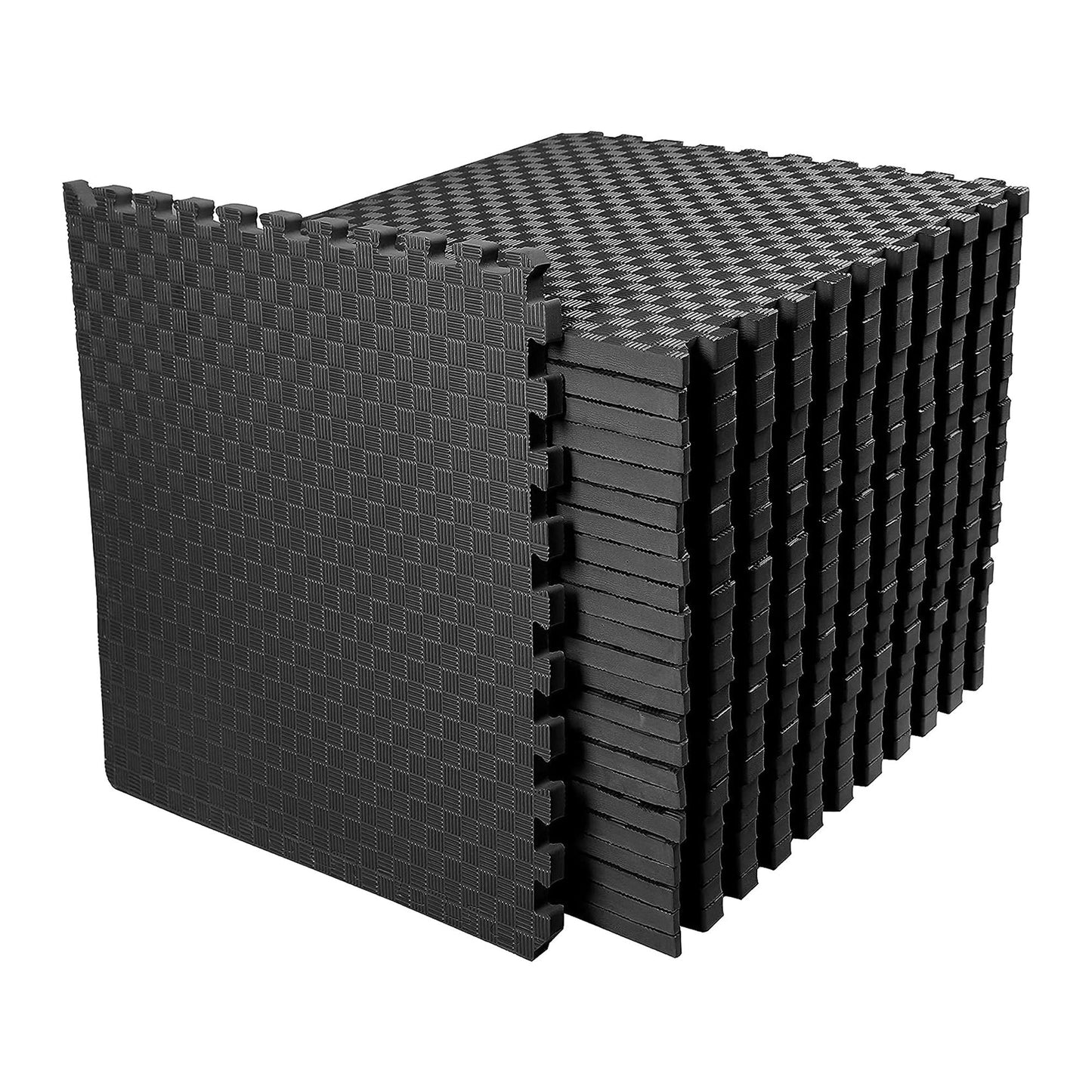 Tapete de exercícios de espuma EVA interligada de 72 pés quadrados da BalanceFrom Fitness, preto