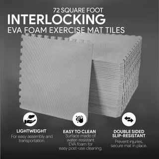 Tapete de exercícios de espuma EVA interligada de 72 pés quadrados BalanceFrom Fitness, cinza