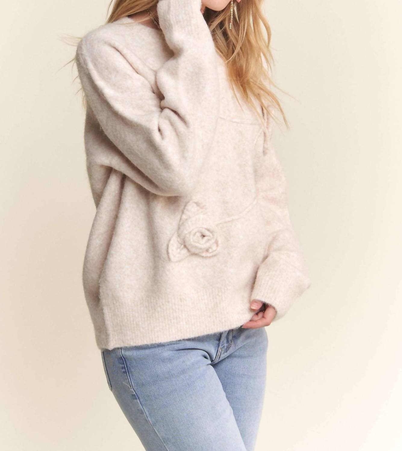 Adora - Floral Applique Soft Sweater