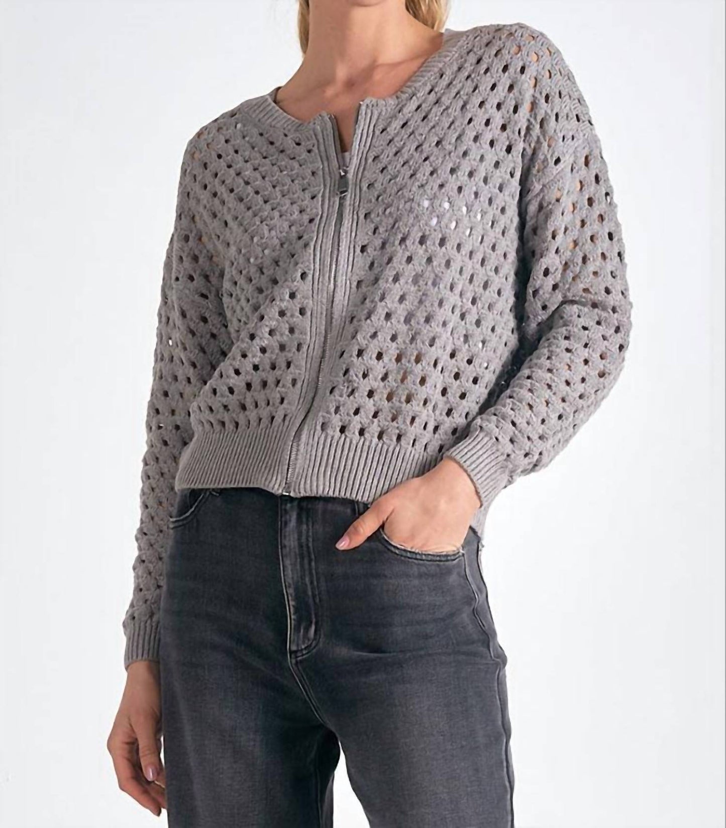 Elan - Candice Zip Cardigan Sweater