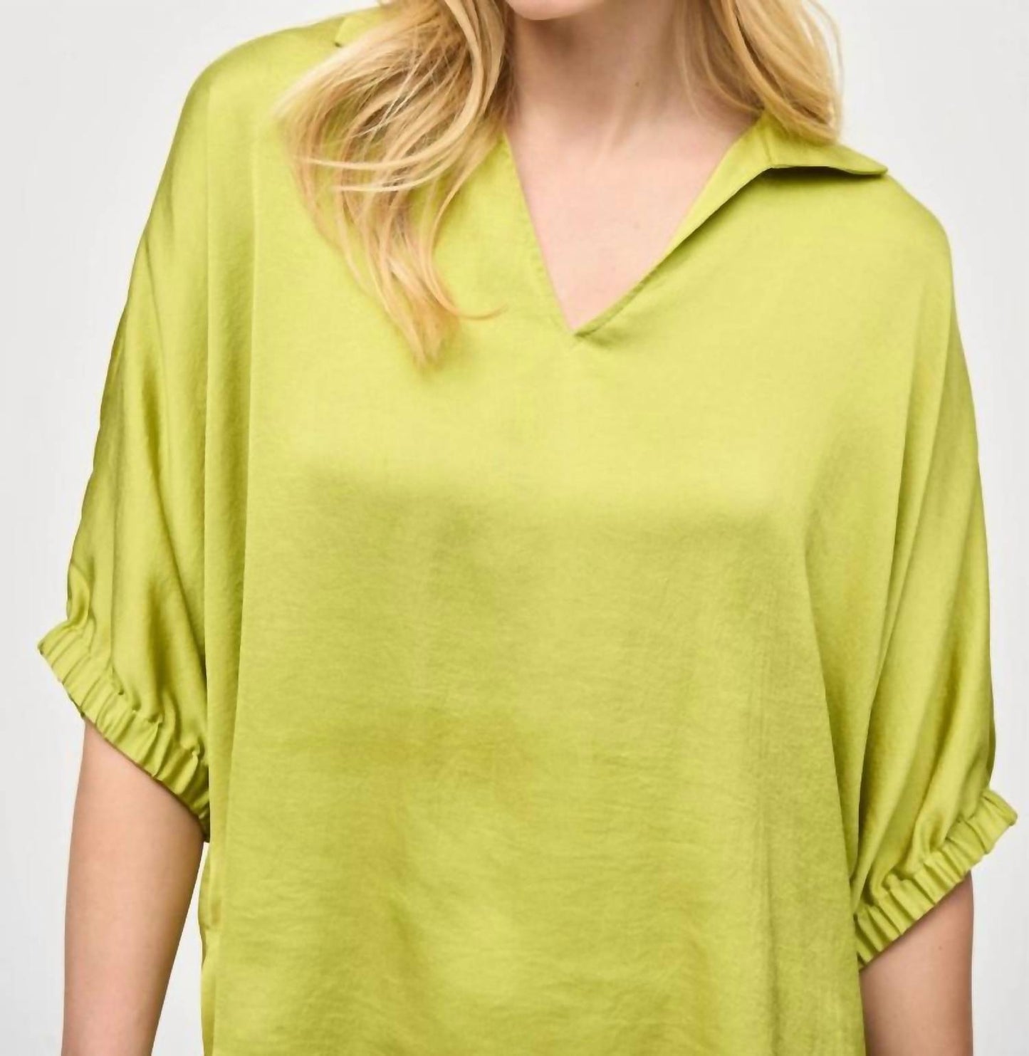Joseph Ribkoff - Shirt Collar 3/4 Sleeve Satin Top