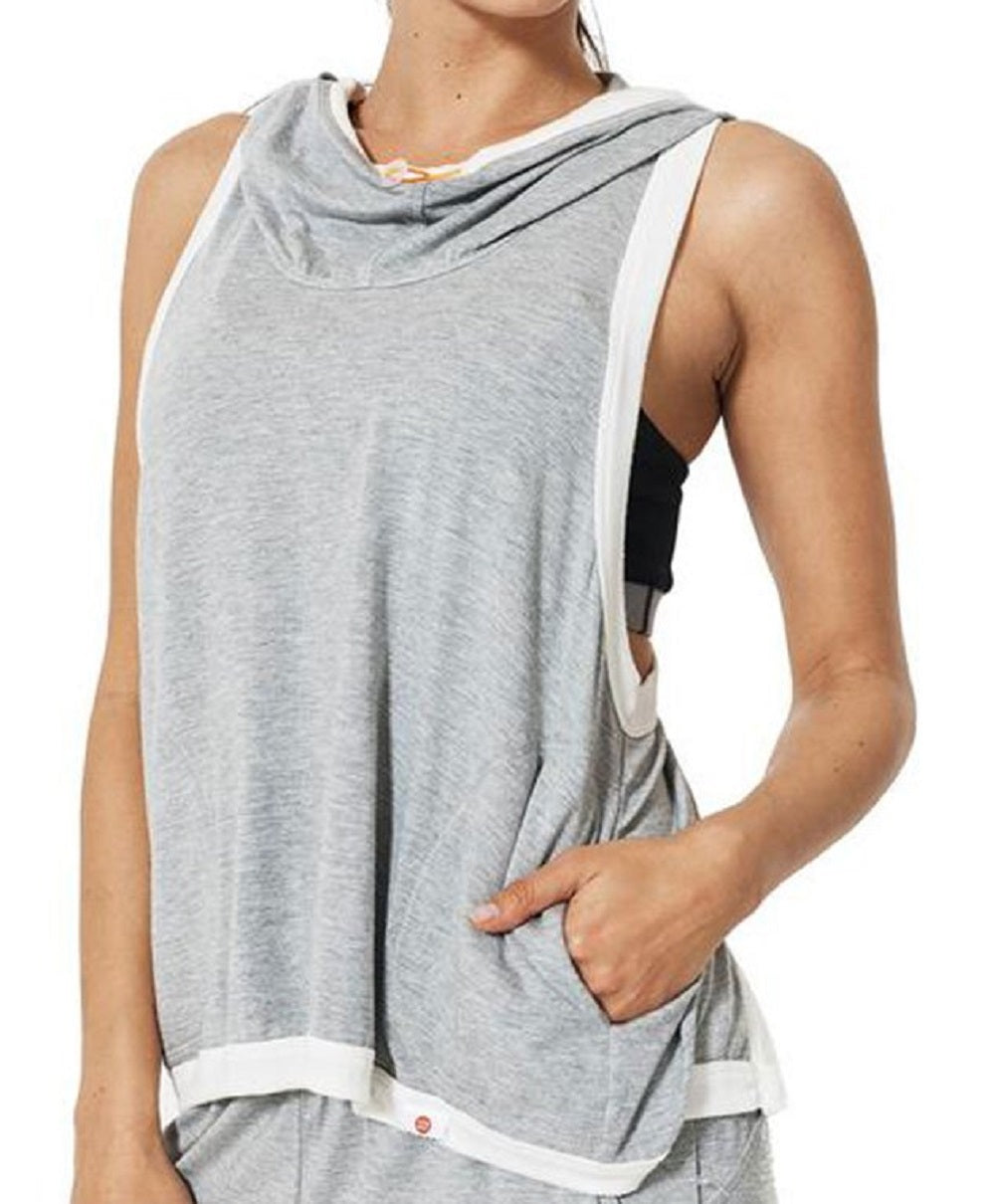 Colete feminino Vimmia Retreat com costas abertas, cinza, tamanho grande