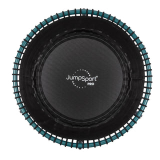 JumpSport 350 Pro Fitness Trampolim interno para exercícios cardiovasculares de 39 polegadas, azul-petróleo/preto