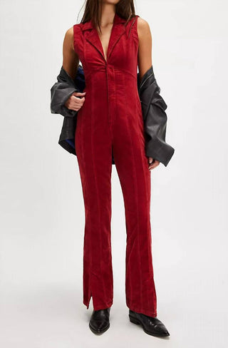 Free People - Macacão de veludo cotelê CRVY Ring the Alarm