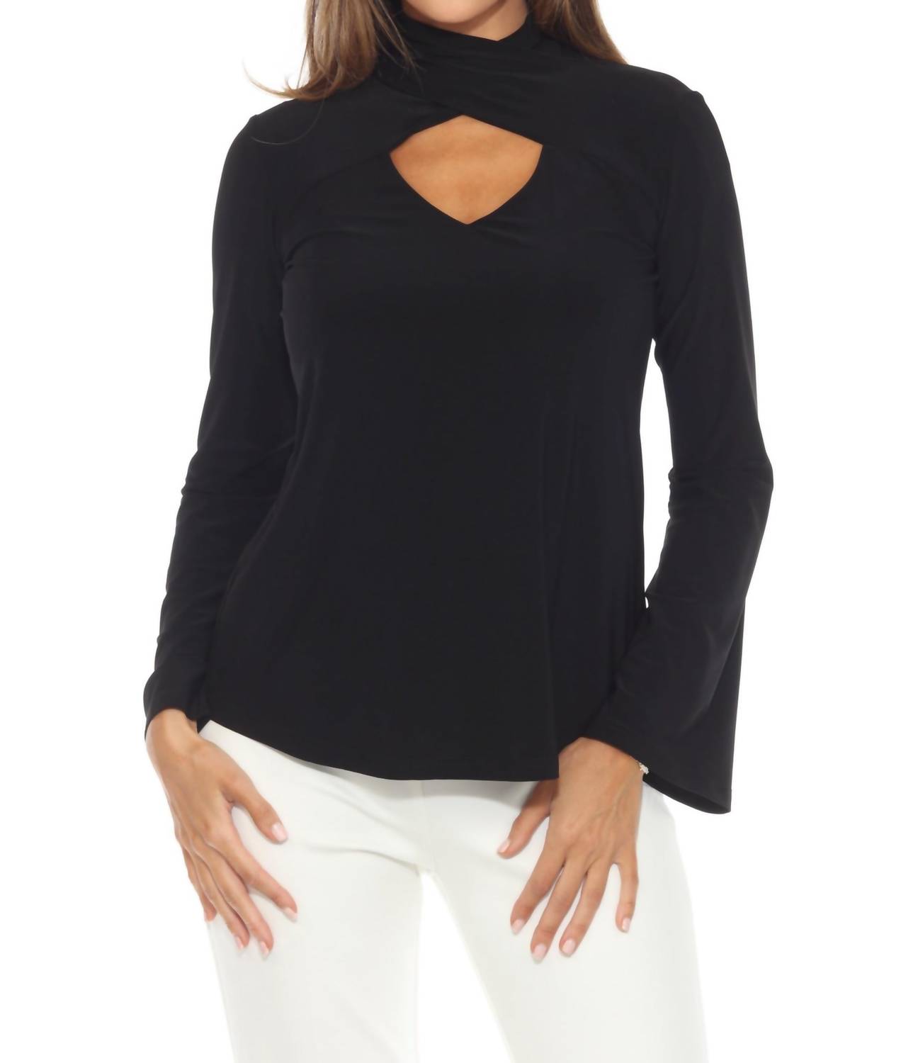 Joseph Ribkoff - Keyhole High Neck Long Sleeve Top