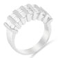 .925 Sterling Silver 1.0 Cttw Baguette Cut Diamond Vertical Channel Fluted Multi-Row Unisex Fashion Wedding Ring (H-I Color, I1-I2 Clarity) - Size 6-3/4