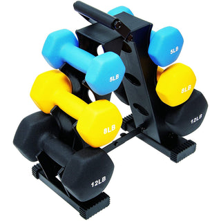 Conjunto de halteres revestidos de neoprene BalanceFrom Fitness de 5, 8 e 12 libras com suporte