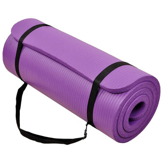 Tapete de ioga BalanceFrom Fitness GoCloud de 2,5 cm de espessura com alça de transporte, roxo