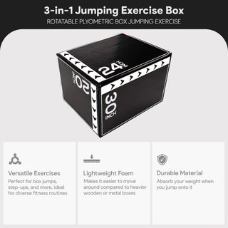 BalanceFrom Fitness Caixa de exercícios pliométricos 3 em 1 versátil de 60 libras