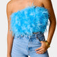 Buddylove - Fancy Strapless Feather Crop Top