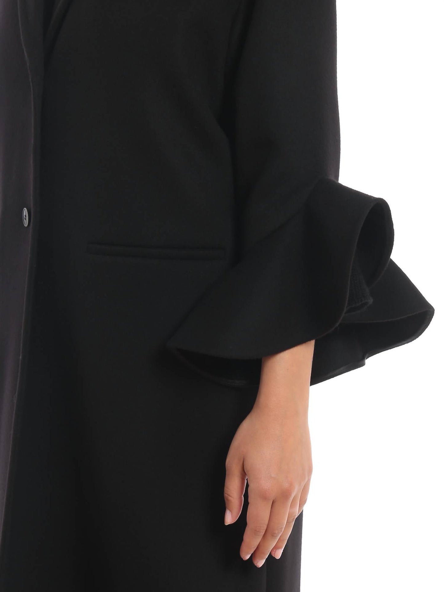 Valentino - Frill Sleeves Compact Drap Coat