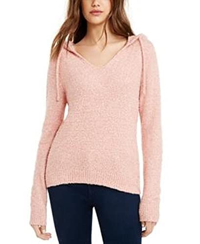 CRAVE FAME Juniors' Marled Fuzzy Pullover Hoodie, Blush, X- Small