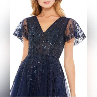 Mac Duggal - Vestido longo com mangas esvoaçantes e detalhes embelezados