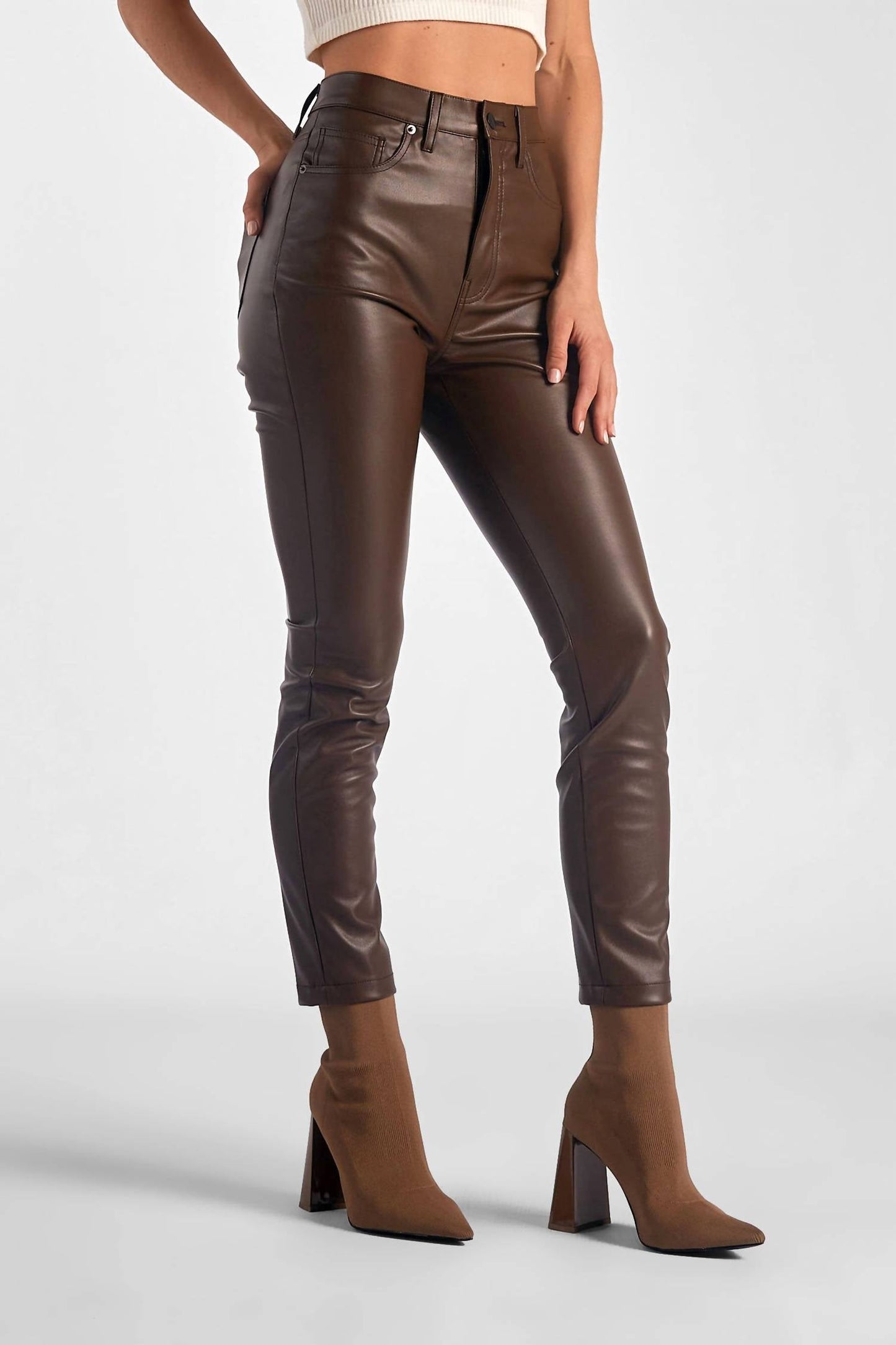 Elan - Faux Leather Straight Leg Pant