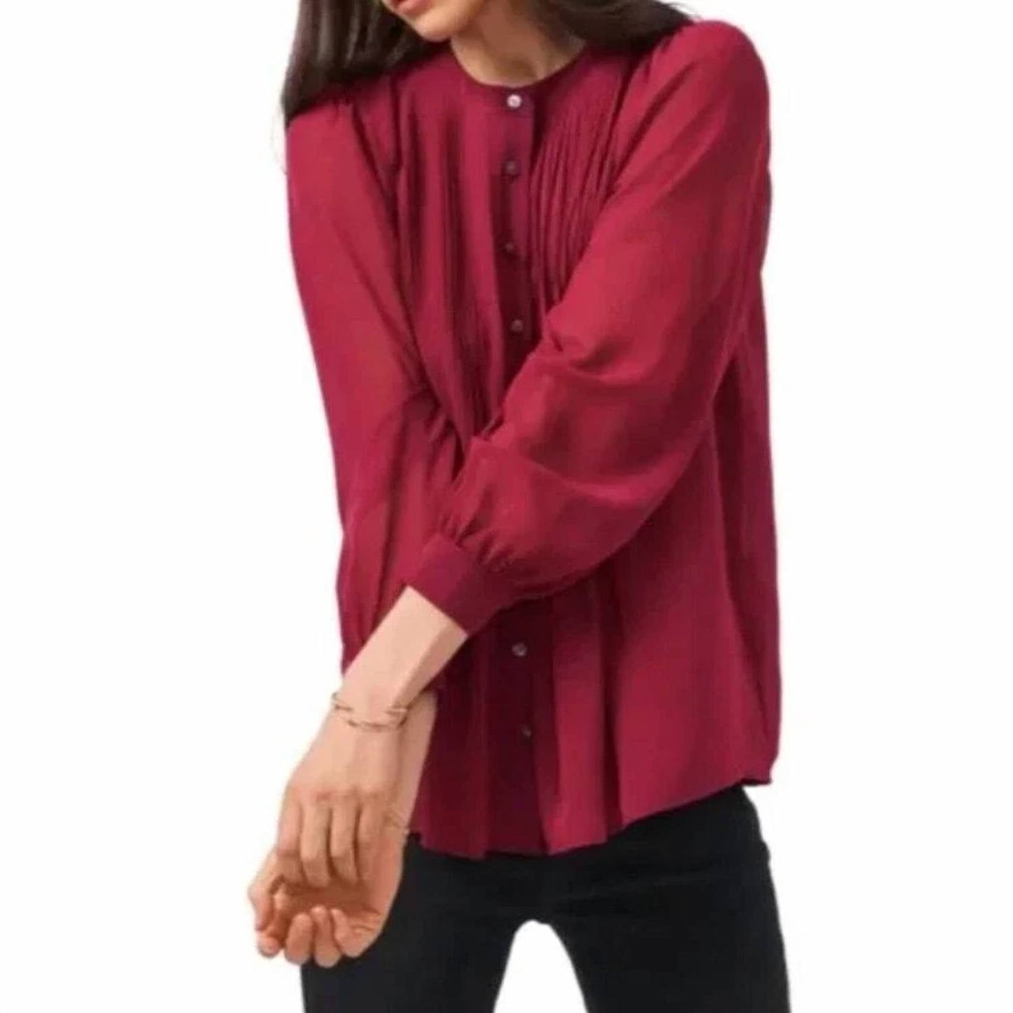 1.State - Pintuck Yoke Button-up Blouse