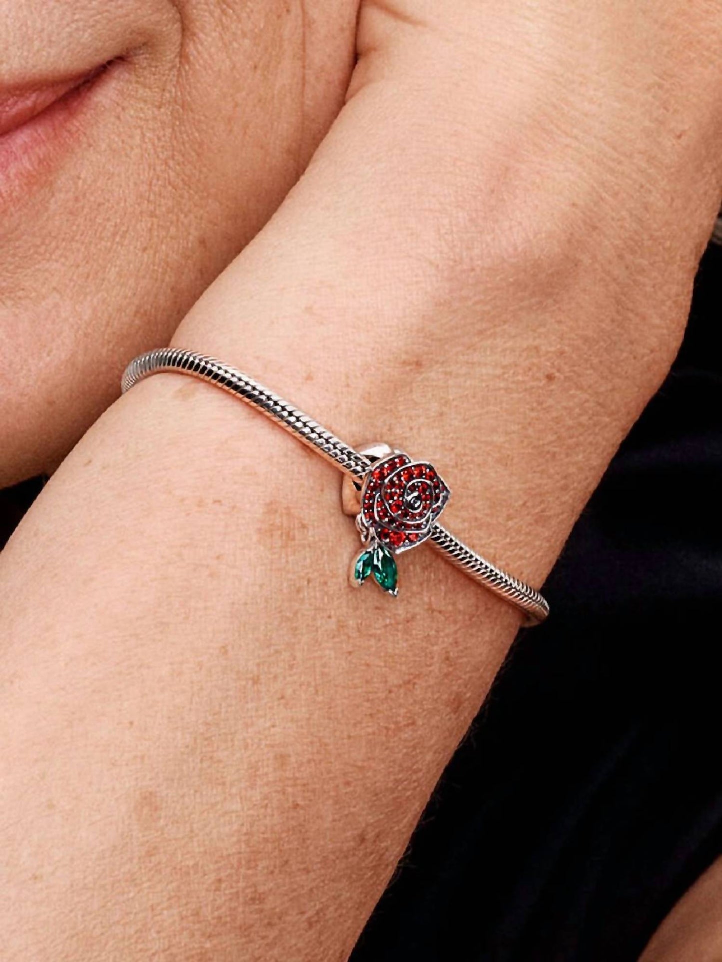 Pandora - Sparkling Rose in Bloom Charm Sterling silver charm only