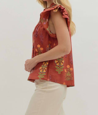 Entro - Brick Floral Top