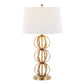 Linx 29" Contemporary Metal Table Lamp in Gold Metal and White Linen Shade - Set of 2