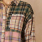 Entro - Color Block Plaid Flannel Top