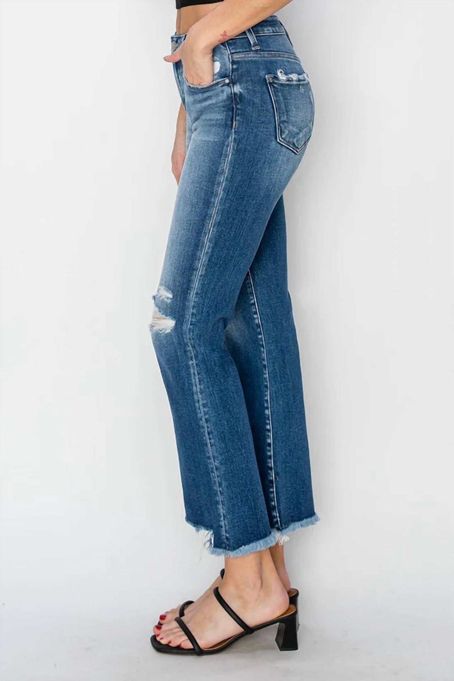 Risen - Mid-Rise Step Hem Ankle Jeans