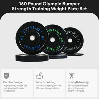 Conjunto de discos de peso para treinamento de força olímpica BalanceFrom Fitness de 160 libras