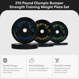 Conjunto de discos de peso para treinamento de força olímpica BalanceFrom Fitness de 210 libras