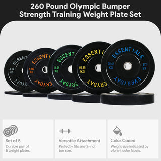 Conjunto de discos de peso para treinamento de força olímpica BalanceFrom Fitness de 260 libras