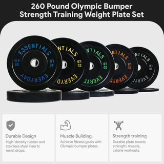 Conjunto de discos de peso para treinamento de força olímpica BalanceFrom Fitness de 260 libras