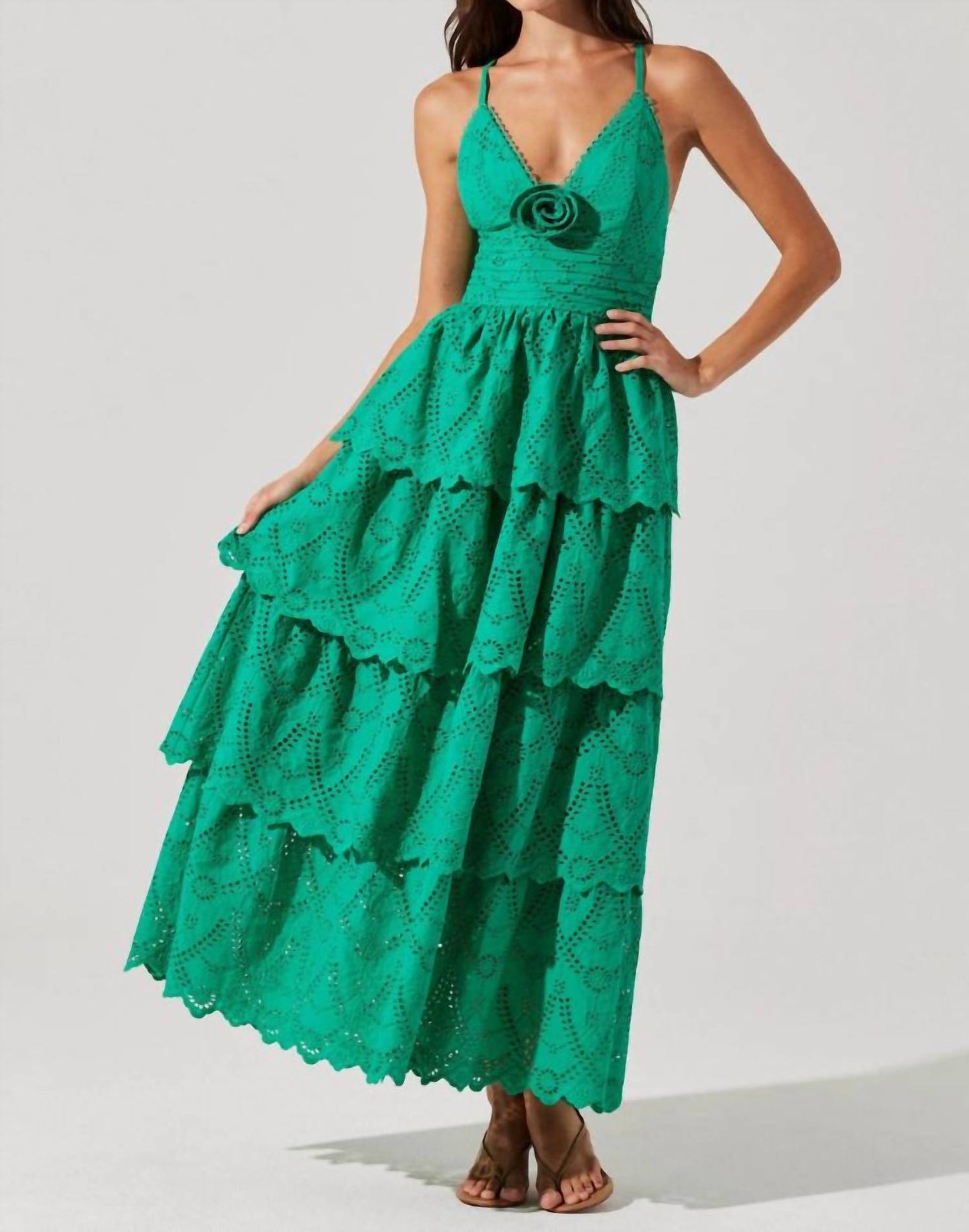 Astr - Faeryn Eyelet Tiered Maxi Dress