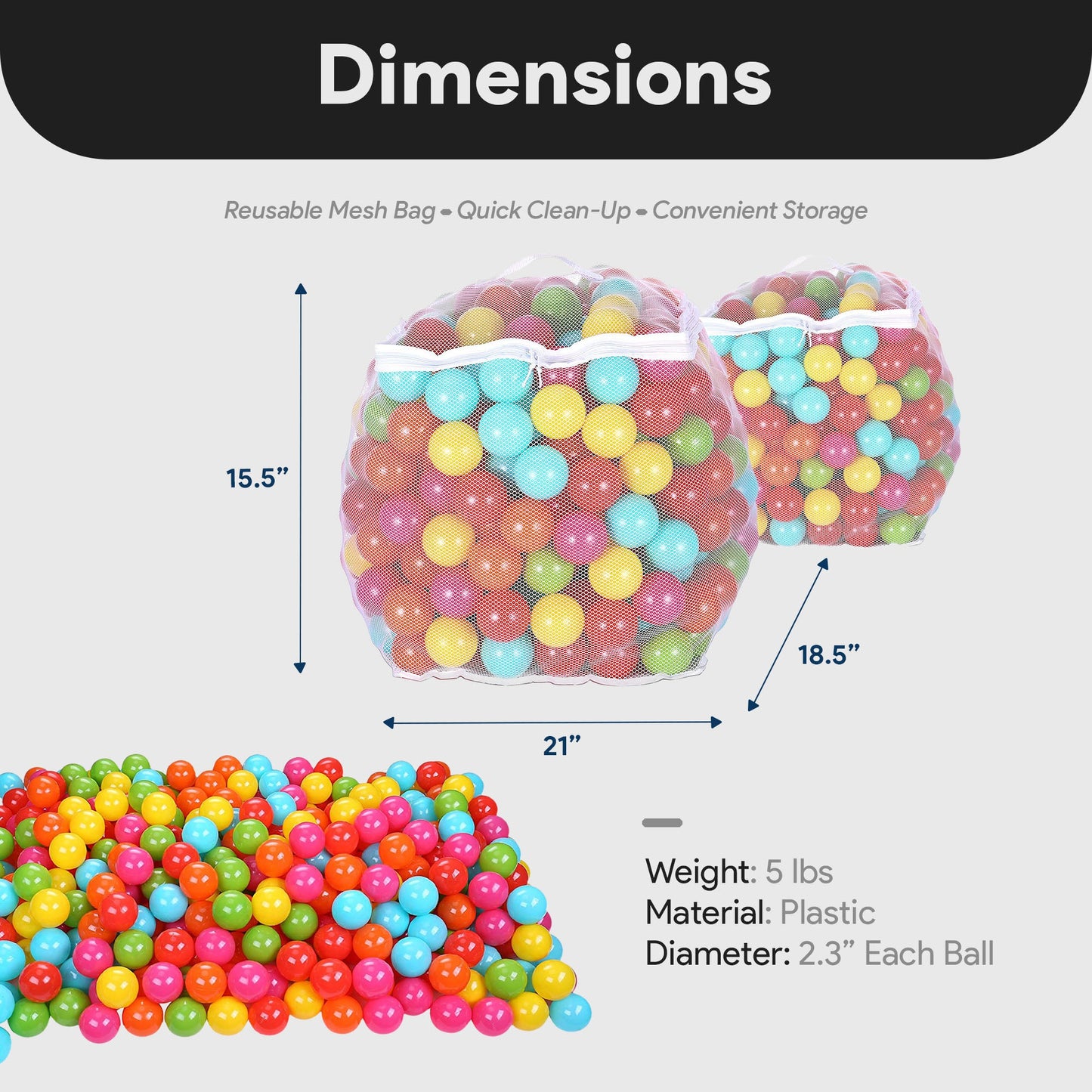 Bolas de piscina de 2,3" BalanceFrom Fitness com bolsa de armazenamento, multicoloridas (pacote com 2)