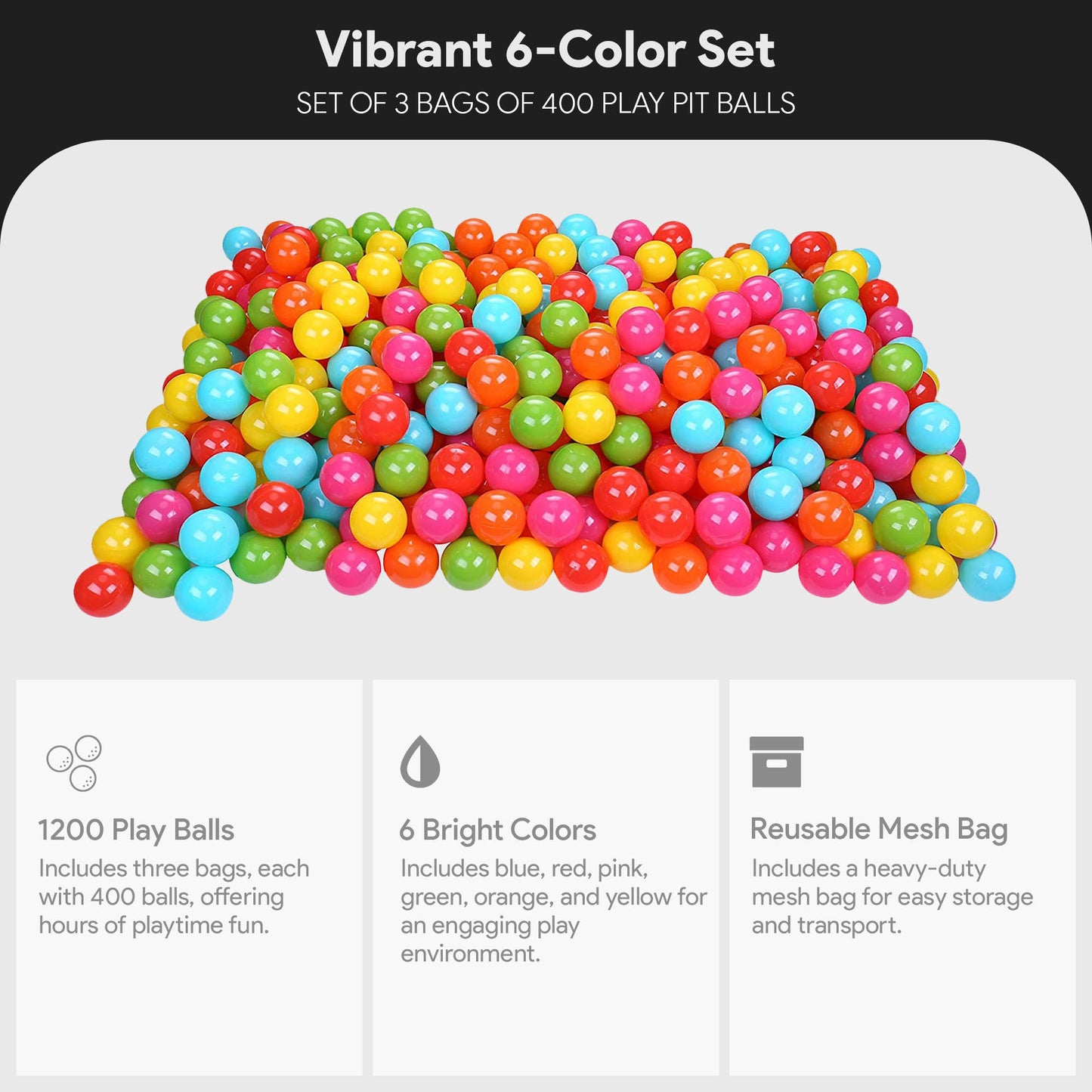 Bolas de piscina de 2,3" BalanceFrom Fitness com bolsa de armazenamento, multicoloridas (pacote com 3)