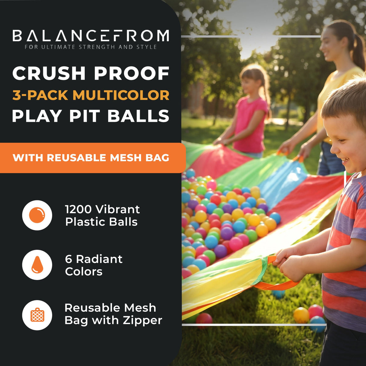 Bolas de piscina de 2,3" BalanceFrom Fitness com bolsa de armazenamento, multicoloridas (pacote com 3)
