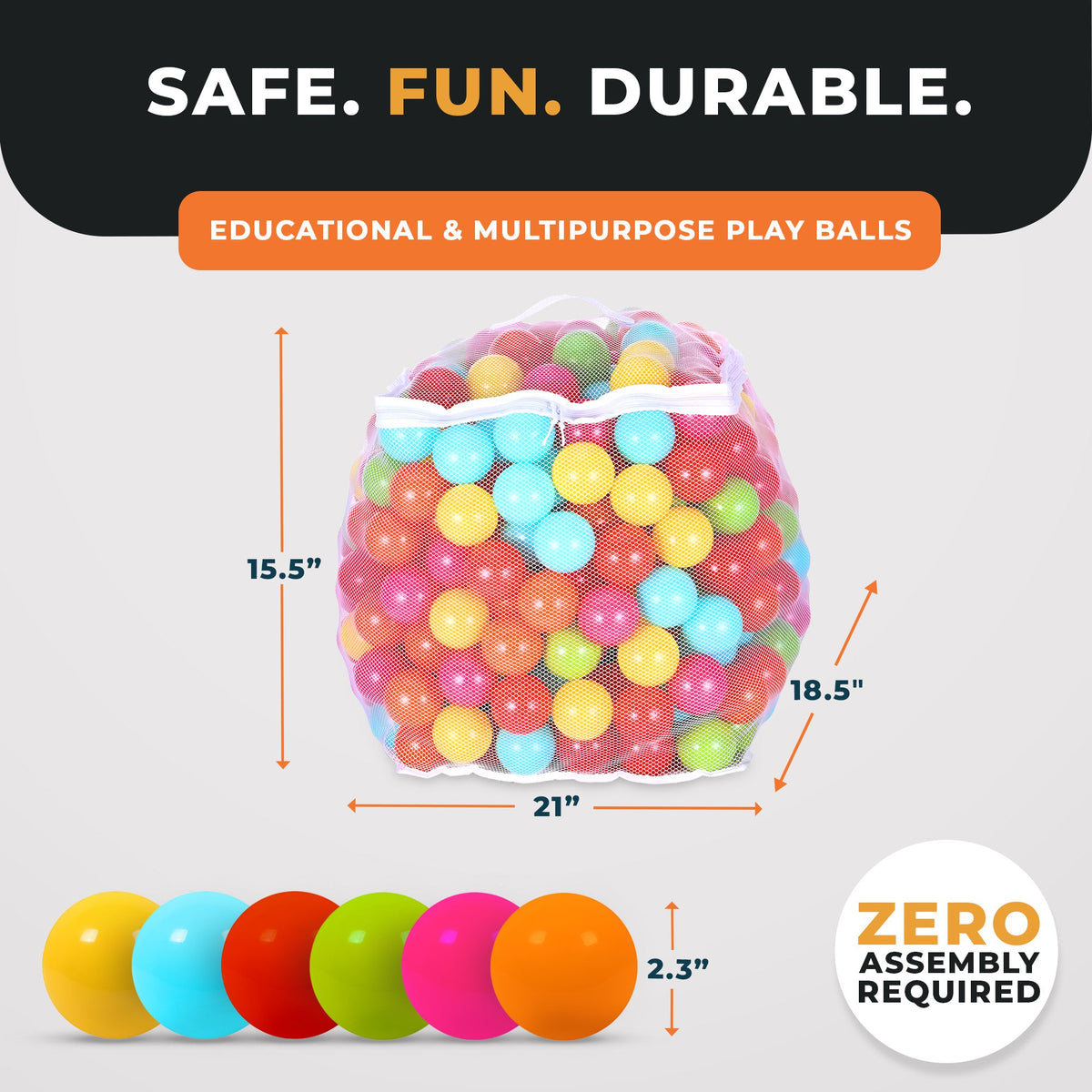 Bolas de piscina de 2,3" BalanceFrom Fitness com bolsa de armazenamento, multicoloridas (pacote com 3)