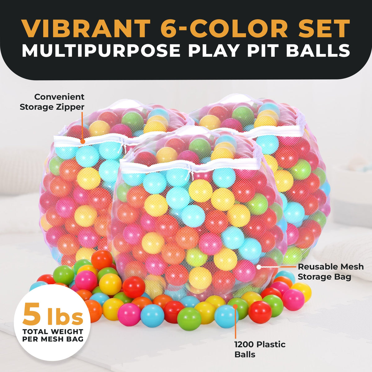 Bolas de piscina de 2,3" BalanceFrom Fitness com bolsa de armazenamento, multicoloridas (pacote com 3)