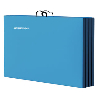 Tapete de ginástica dobrável BalanceFrom Fitness com trave de equilíbrio secional no chão, azul