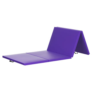 Tapete de ginástica BalanceFrom Fitness com trave de equilíbrio secional no chão, roxo
