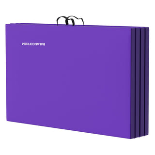Tapete de ginástica BalanceFrom Fitness com trave de equilíbrio secional no chão, roxo