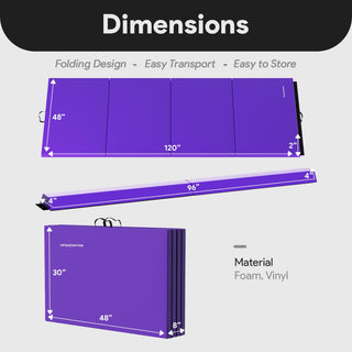 Tapete de ginástica BalanceFrom Fitness com trave de equilíbrio secional no chão, roxo