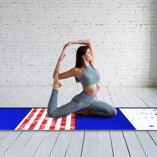 Tapete de ginástica BalanceFrom Fitness com trave de equilíbrio secional no chão, vermelho/branco/azul