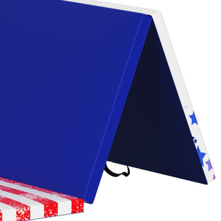 Tapete de ginástica BalanceFrom Fitness com trave de equilíbrio secional no chão, vermelho/branco/azul
