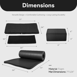 Conjunto de ioga BalanceFrom Fitness com 7 peças, tapete, faixa elástica e joelheira, preto