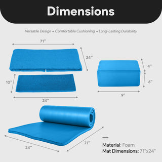 Conjunto de ioga BalanceFrom Fitness com 7 peças, tapete, faixa elástica e joelheira, azul