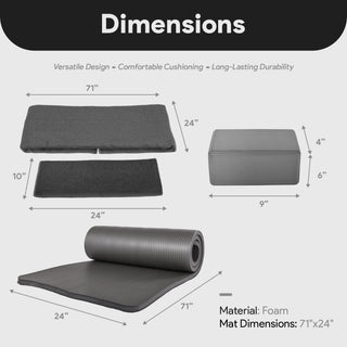 Conjunto de ioga BalanceFrom Fitness com 7 peças, tapete, faixa elástica e joelheira, cinza