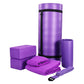 Conjunto de ioga BalanceFrom Fitness com 7 peças, tapete, faixa elástica e joelheira, roxo