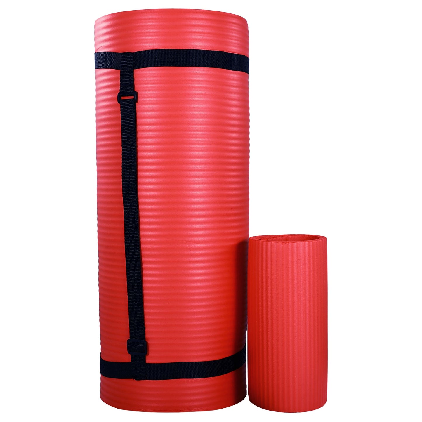 Tapete de ioga antirruptura BalanceFrom Fitness 71" x 24" com alça, joelheira e blocos, vermelho