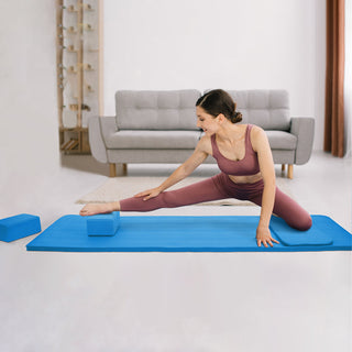 Tapete de ioga antirruptura BalanceFrom Fitness 71" x 24" com alça, joelheira e blocos, azul